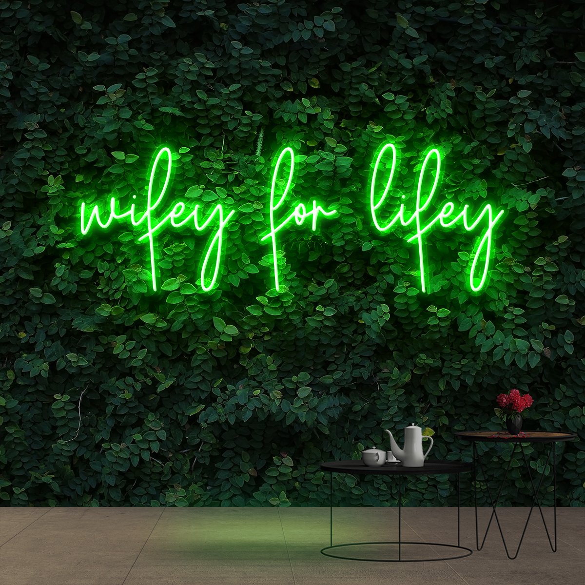 "Wifey For Lifey" Neon Sign 90cm (3ft) / Green / Cut to Shape by Neon Icons