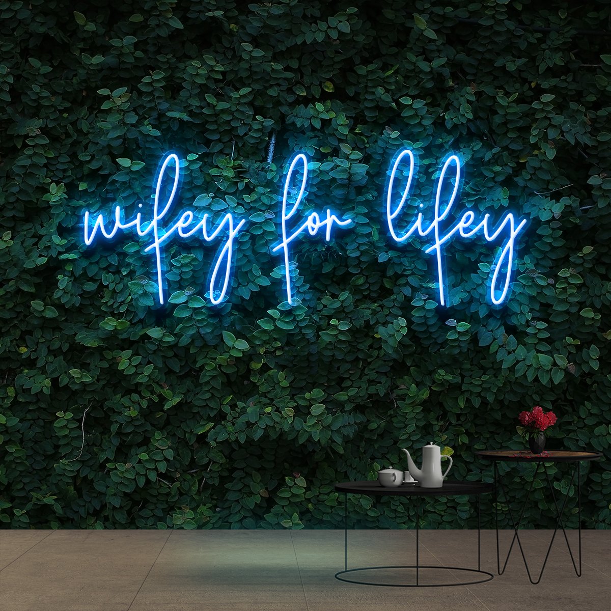 "Wifey For Lifey" Neon Sign 90cm (3ft) / Ice Blue / Cut to Shape by Neon Icons