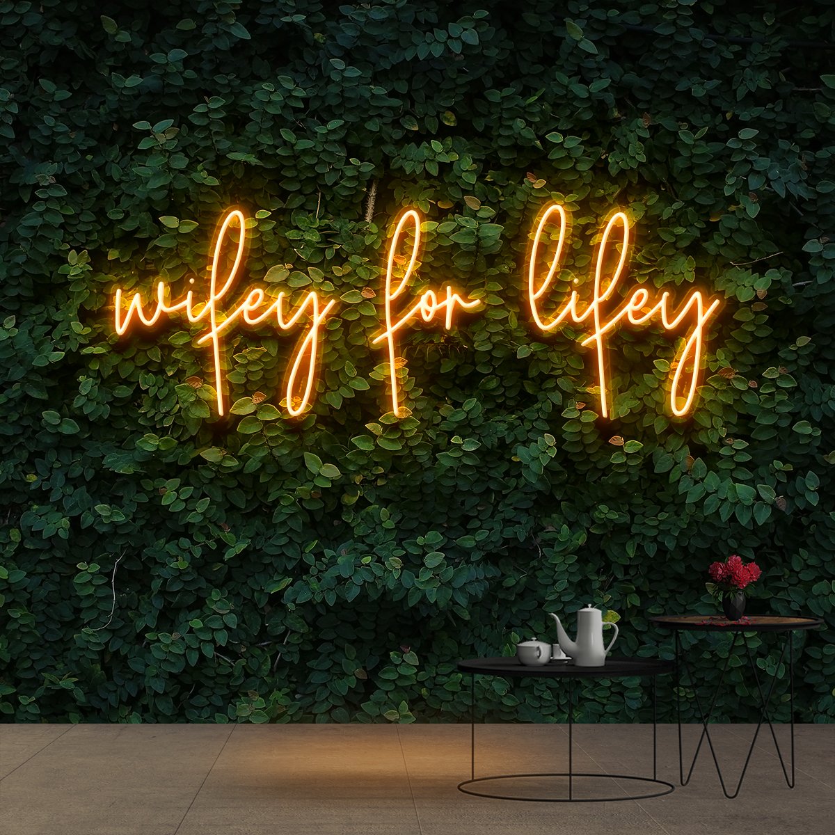 "Wifey For Lifey" Neon Sign 90cm (3ft) / Orange / Cut to Shape by Neon Icons