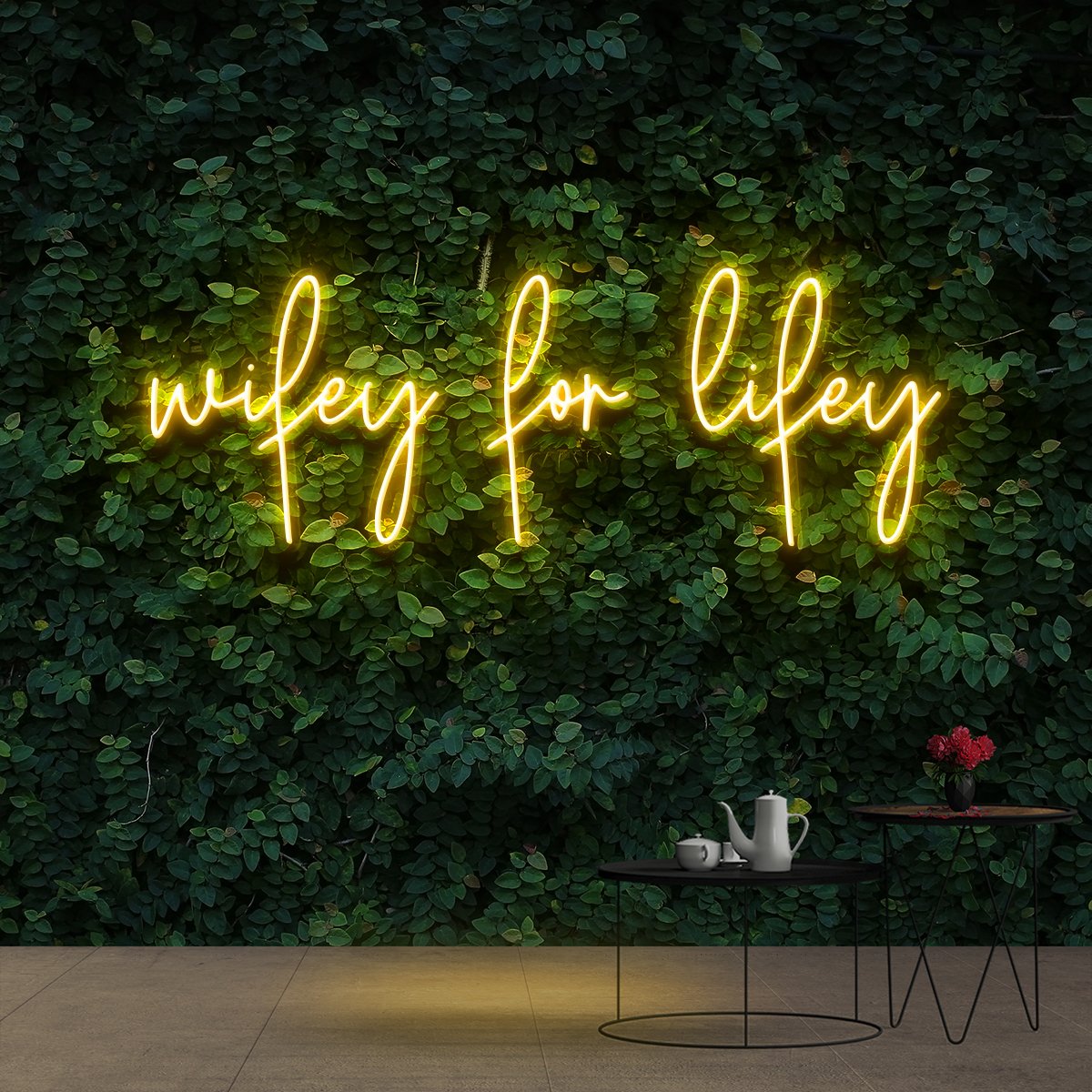 "Wifey For Lifey" Neon Sign 90cm (3ft) / Yellow / Cut to Shape by Neon Icons
