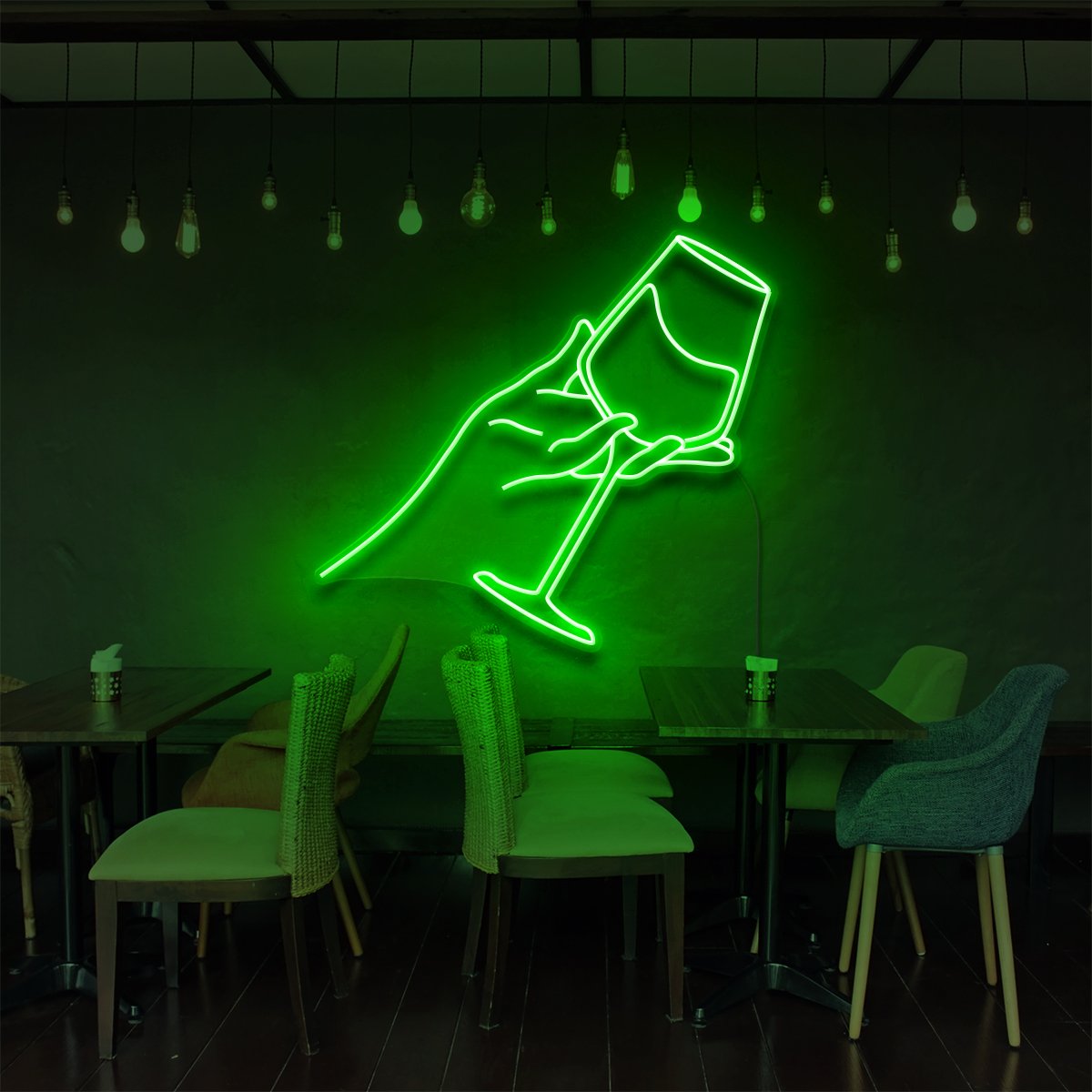 "Wine Tasting" Neon Sign for Bars & Restaurants 60cm (2ft) / Green / LED Neon by Neon Icons