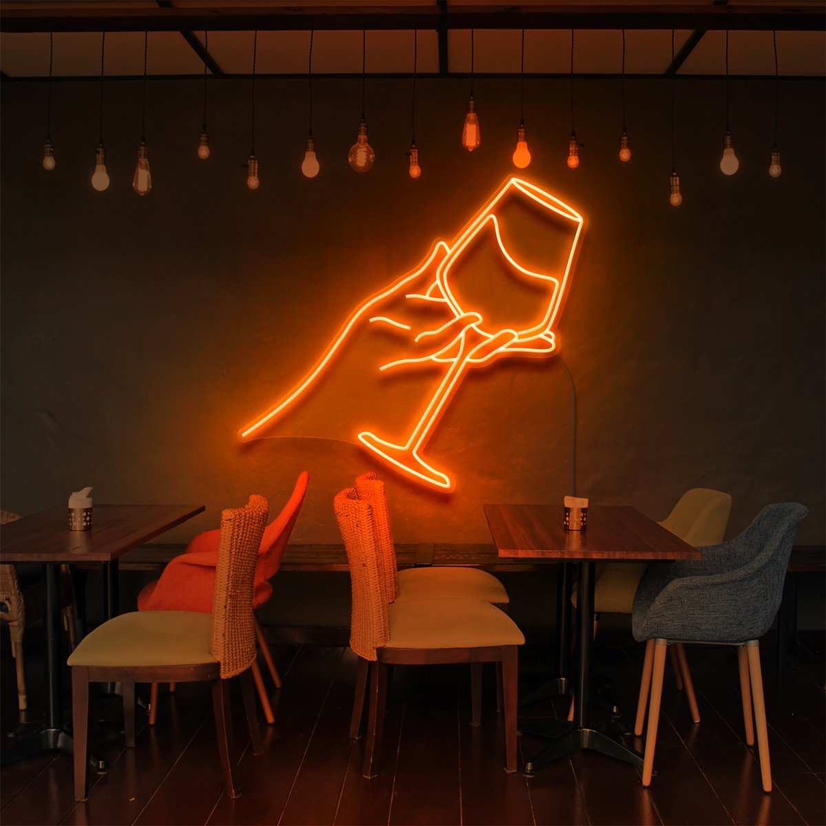 "Wine Tasting" Neon Sign for Bars & Restaurants 60cm (2ft) / Orange / LED Neon by Neon Icons