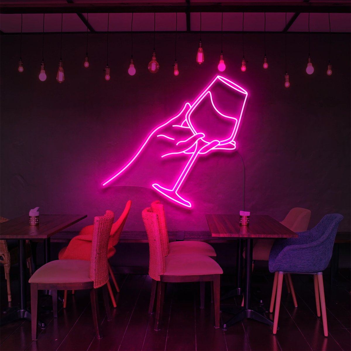 "Wine Tasting" Neon Sign for Bars & Restaurants 60cm (2ft) / Pink / LED Neon by Neon Icons