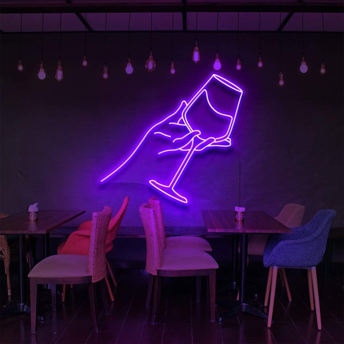 "Wine Tasting" Neon Sign for Bars & Restaurants 60cm (2ft) / Purple / LED Neon by Neon Icons