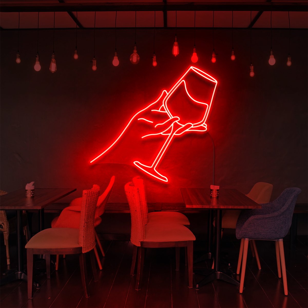 "Wine Tasting" Neon Sign for Bars & Restaurants 60cm (2ft) / Red / LED Neon by Neon Icons