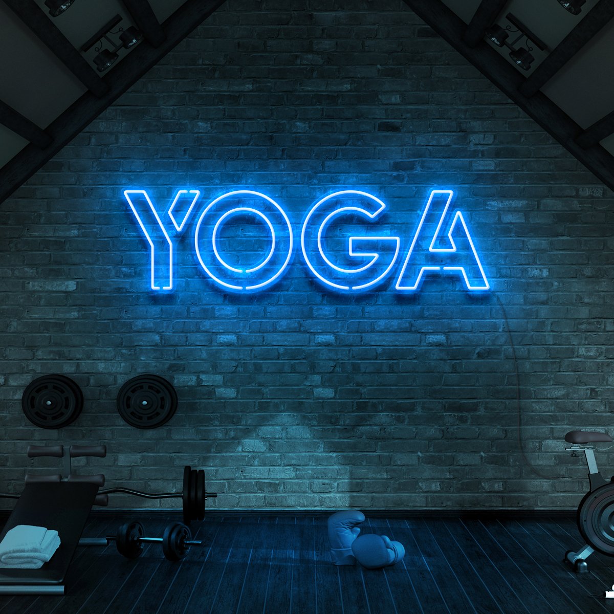"Yoga" Neon Sign for Gyms & Fitness Studios 60cm (2ft) / Ice Blue / LED Neon by Neon Icons