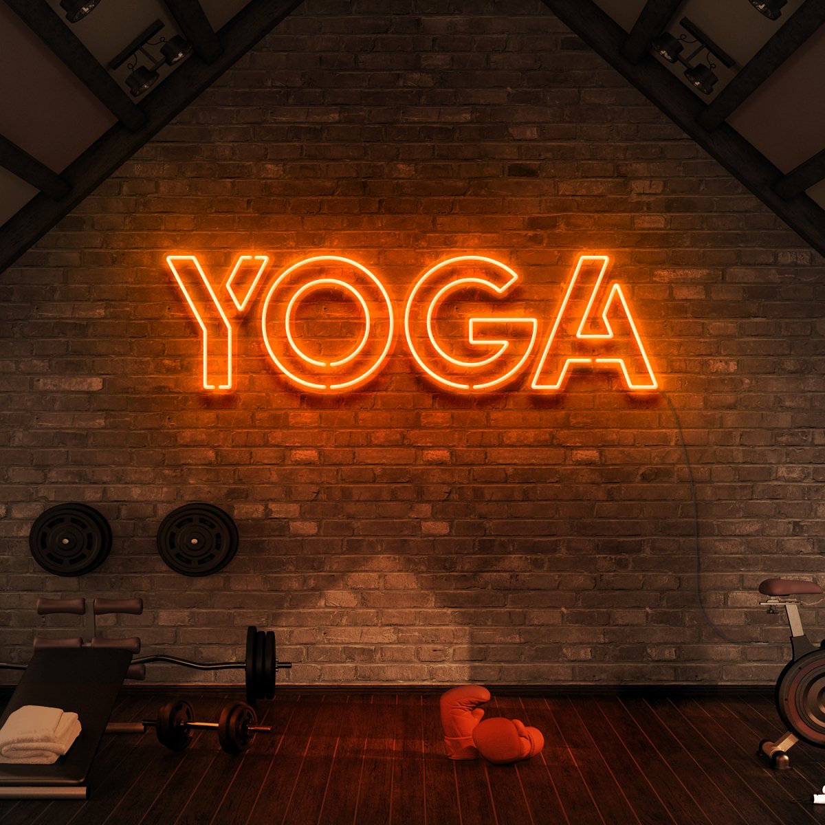 "Yoga" Neon Sign for Gyms & Fitness Studios 60cm (2ft) / Orange / LED Neon by Neon Icons