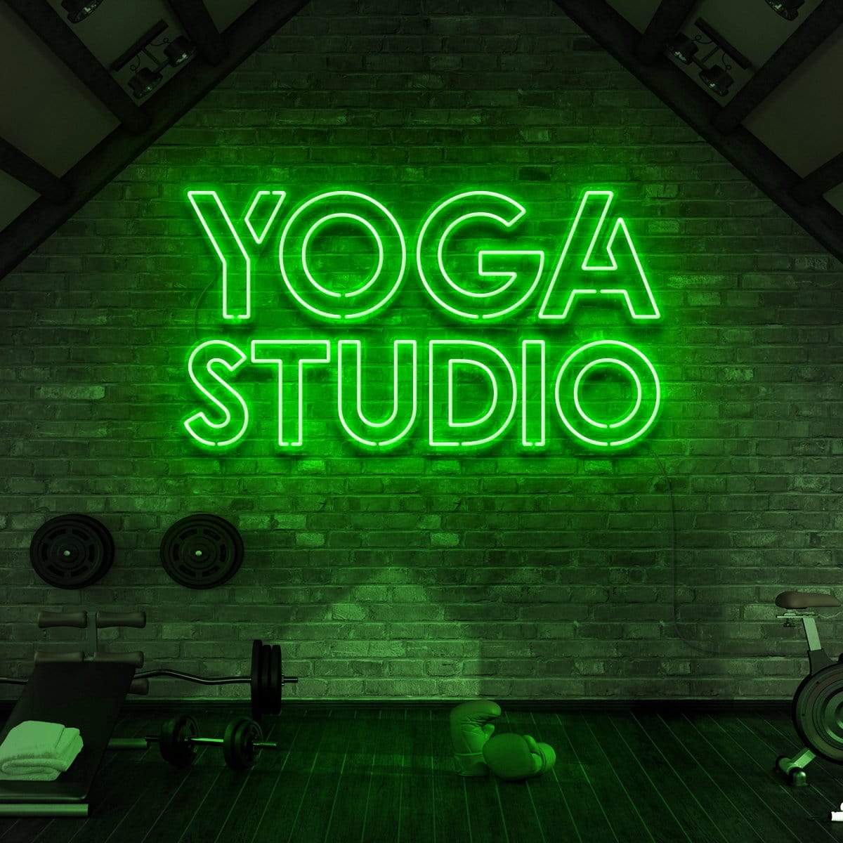 "Yoga Studio" Neon Sign for Gyms & Fitness Studios 90cm (3ft) / Green / LED Neon by Neon Icons