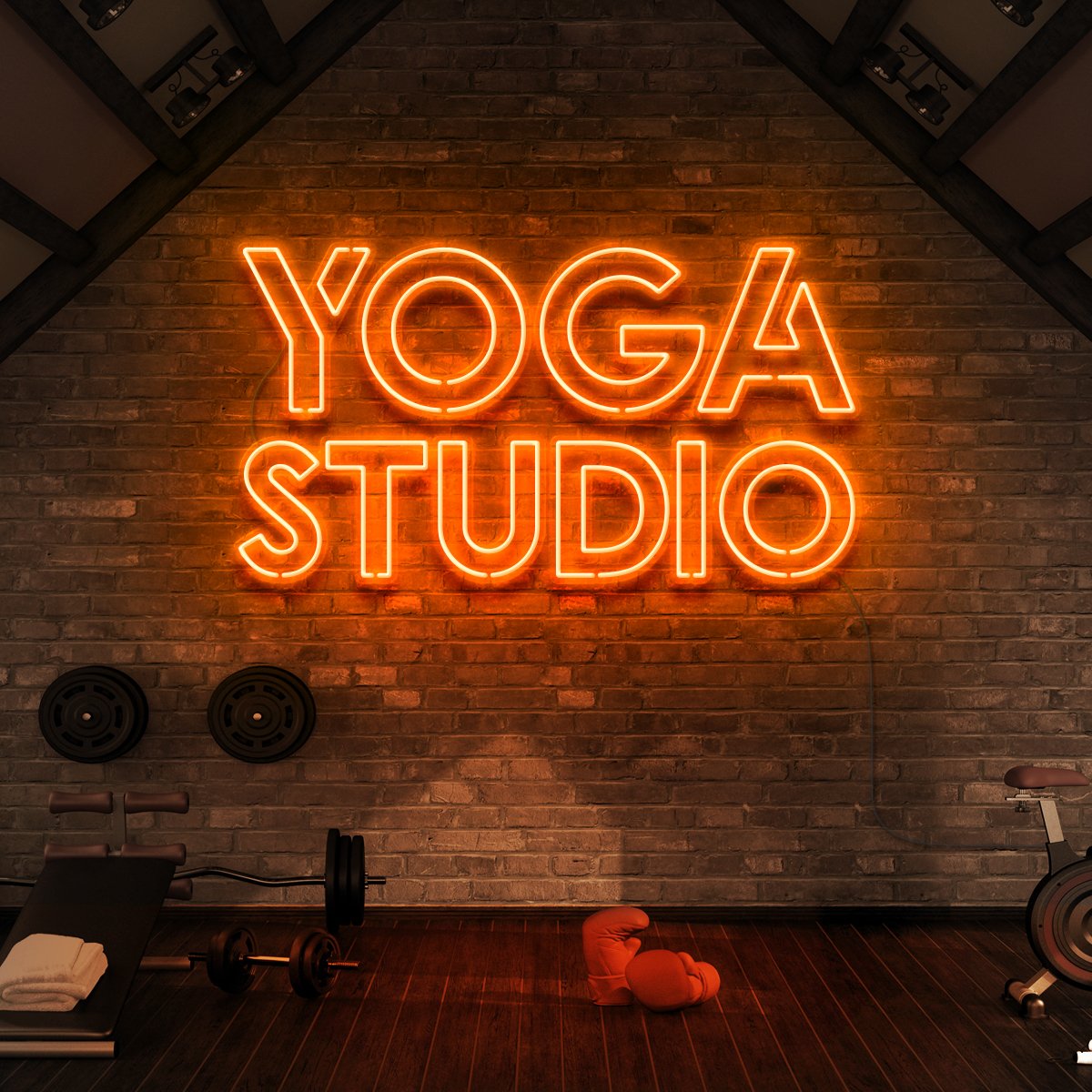 "Yoga Studio" Neon Sign for Gyms & Fitness Studios 90cm (3ft) / Orange / LED Neon by Neon Icons