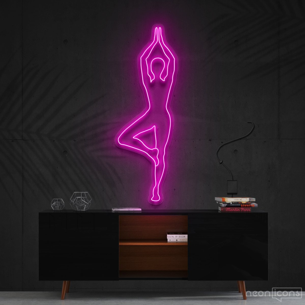 "Yoga Tree Pose" Neon Sign 60cm (2ft) / Pink / Cut to Shape by Neon Icons