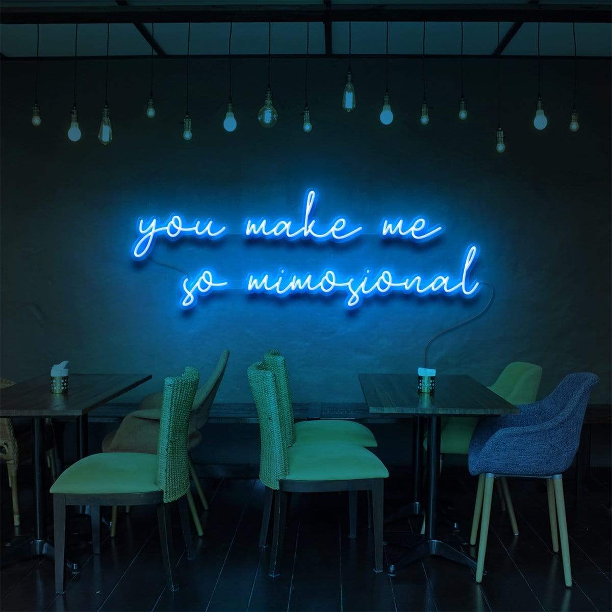 "You Make Me So Mimosional" Neon Sign for Bars & Restaurants 90cm (3ft) / Ice Blue / LED Neon by Neon Icons