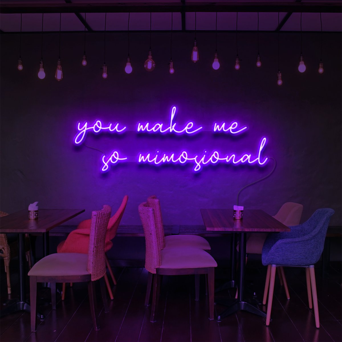 "You Make Me So Mimosional" Neon Sign for Bars & Restaurants 90cm (3ft) / Purple / LED Neon by Neon Icons